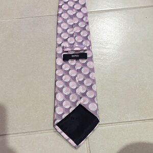 Hugo Boss Silk Tie Lavender Mauve Geometric Orb Luxury wedding formal 100% silk